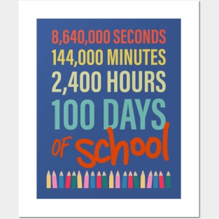 100 Days of School, Hours, Minutes and Seconds with Crayons Posters and Art